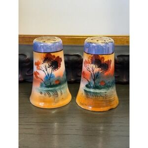 Vintage Hand Painted Salt & Pepper Shakers | Scenic Landsca| Mid Century Ceramic